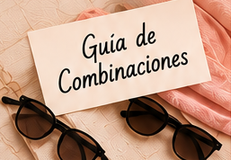 Lentes oscuros sobre tela con la tarjeta Guía de Combinaciones