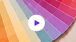 Abanico de colores pastel con botón de reproducir